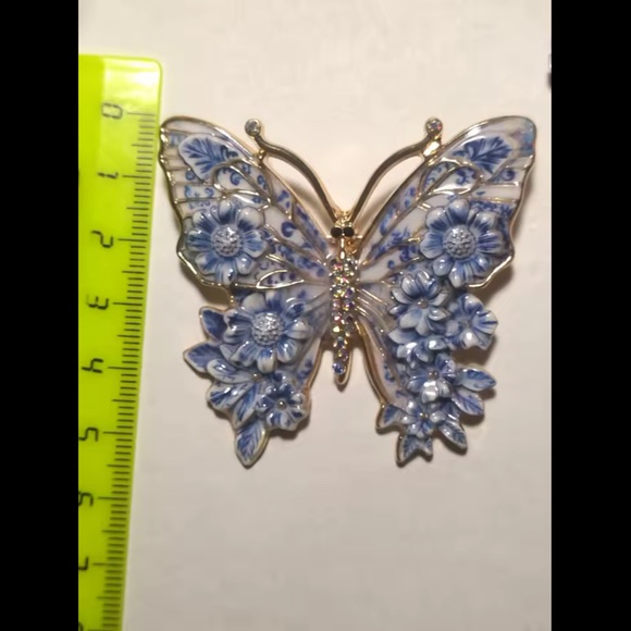 Vintage Butterfly Portofino Gold Blue Brooch - Picture 7 of 13